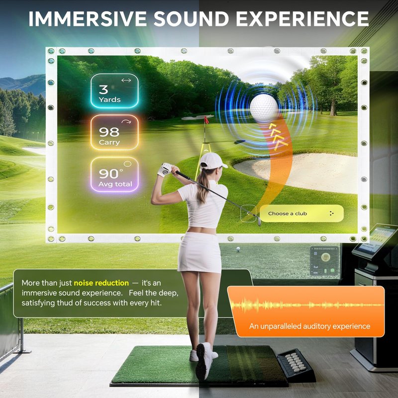 FFRESW Golf Simulator Impact Screen for Home & Garage Training, Indoor Practice Screen, 3-Layer Hitting Screen with HD Visuals for Enclosure and Net,Track Launch Monitor Projector Screen for Man