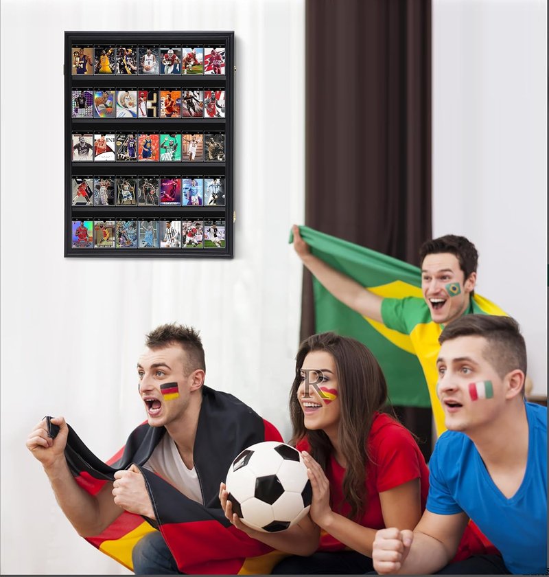 Baseball Card Display Case - Graded Sports Card Holder with 98% UV Protection | Lockable Vertical 3-Pack for 35 Cards