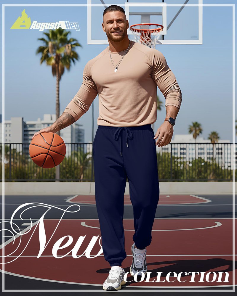 August Alley 3 Pack Big and Tall Sweatpants for Men Athletic Workout Jogger Lounge Pants with Pockets and Drawstring(Black,Navy Blue,Dark Grey,5X-Large)