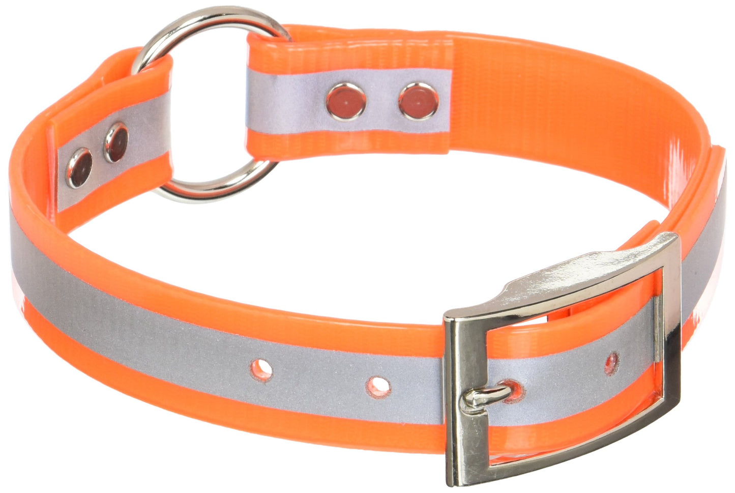 OmniPet SunGlo Reflective Ring-in-Center Dog Collar, 1" Wide, Orange, Fits 14.5"- 18" Neck Sizes, Highly Reflective & Tough Construction for Active Dogs