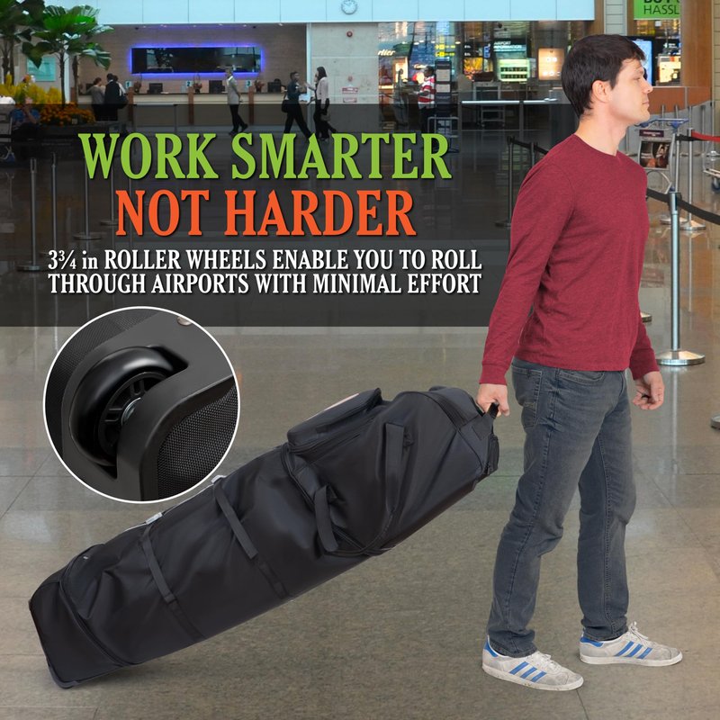 Golf Travel Bag with Wheels – Padded Airline-Approved Golf Club Travel Cover, Heavy-Duty Soft Sided Flight Bag with Reinforced Base & Carry Handles – Fits Full Size Cart & Stand Bags