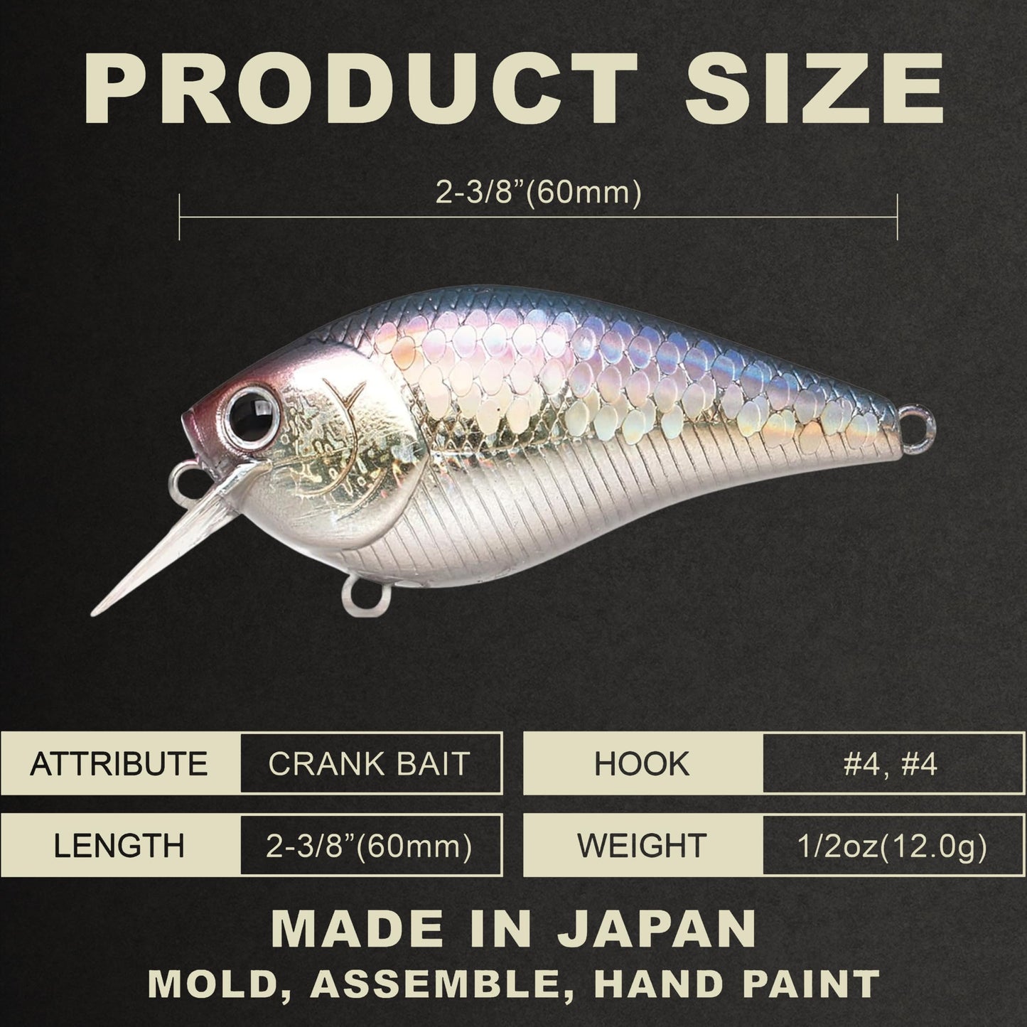 LUCKY CRAFT LC 1.5 Silent Crankbait Fishing Lures, 2-3/8” Squarebill Crankbait, Bass Lures, Floating 4ft Depth Hard Bait, Fishing Gear, 270 MS American Shad