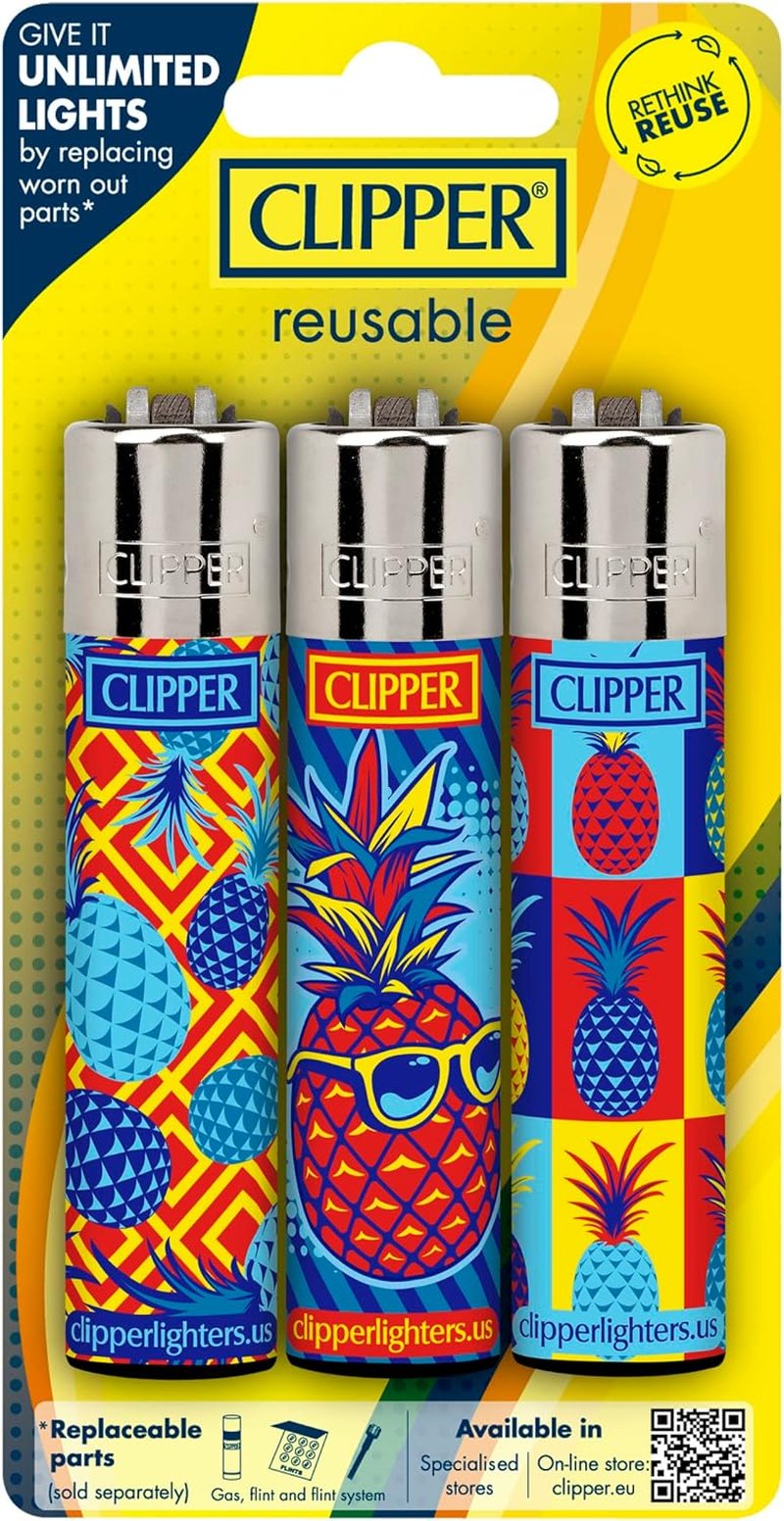 Classic Large Reusable Lighter - Premium Refillable Butane Lighters | 12 Pack Assorted Designs