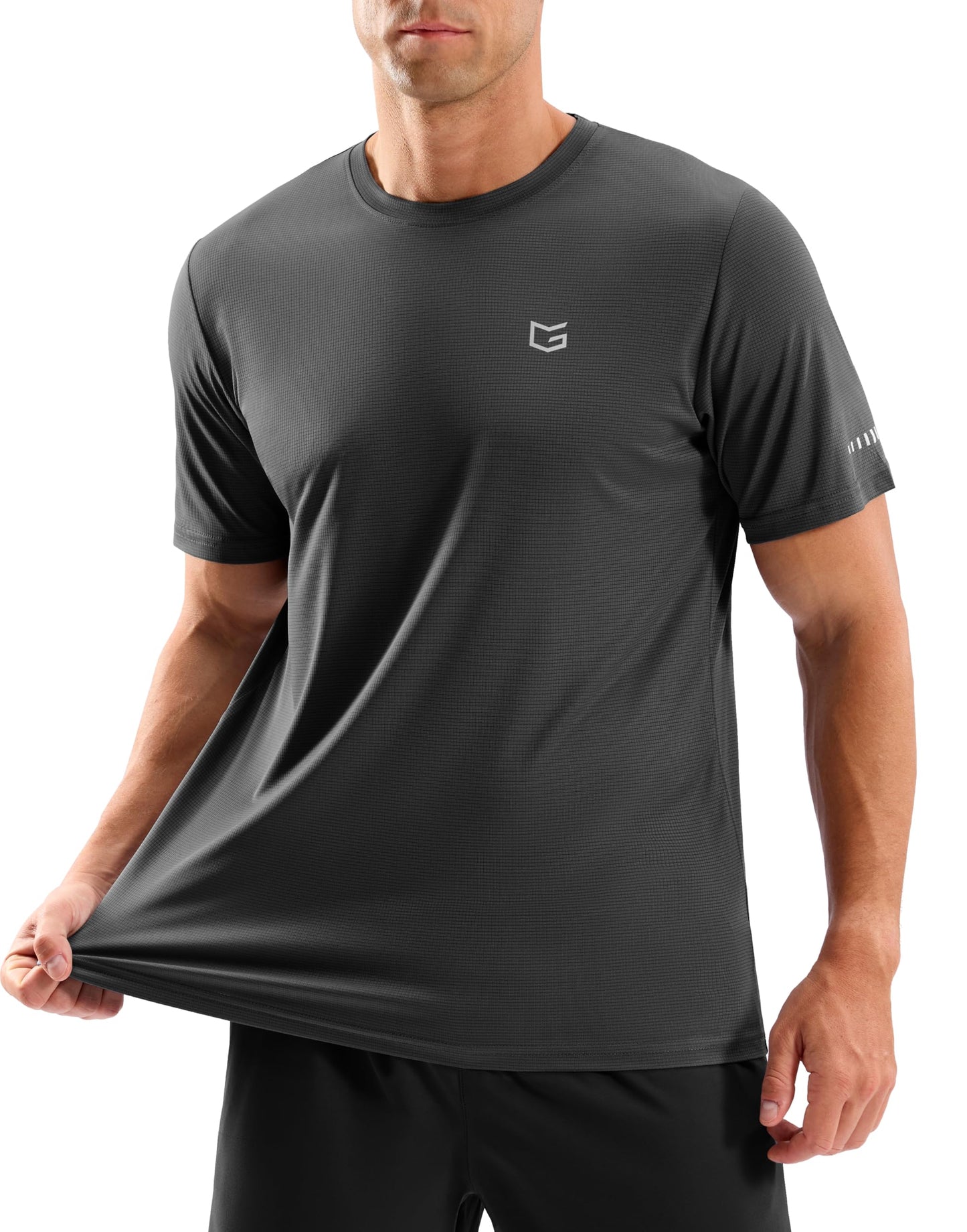 Men's Workout Breathable T-Shirts Dry Fit UPF 50+ Sun Shirts Quick Dry Cooling Tee for Athletic, Running, Hiking (Iron Grey, 2XL)