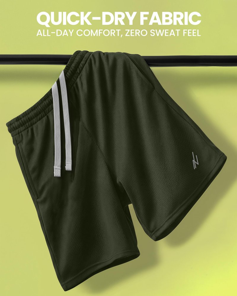 NY Threads Men's Athletic Shorts Quick Dry Loose-Fit Lightweight Running Workout Gym Shorts with Pockets, XX-Large, Army Green