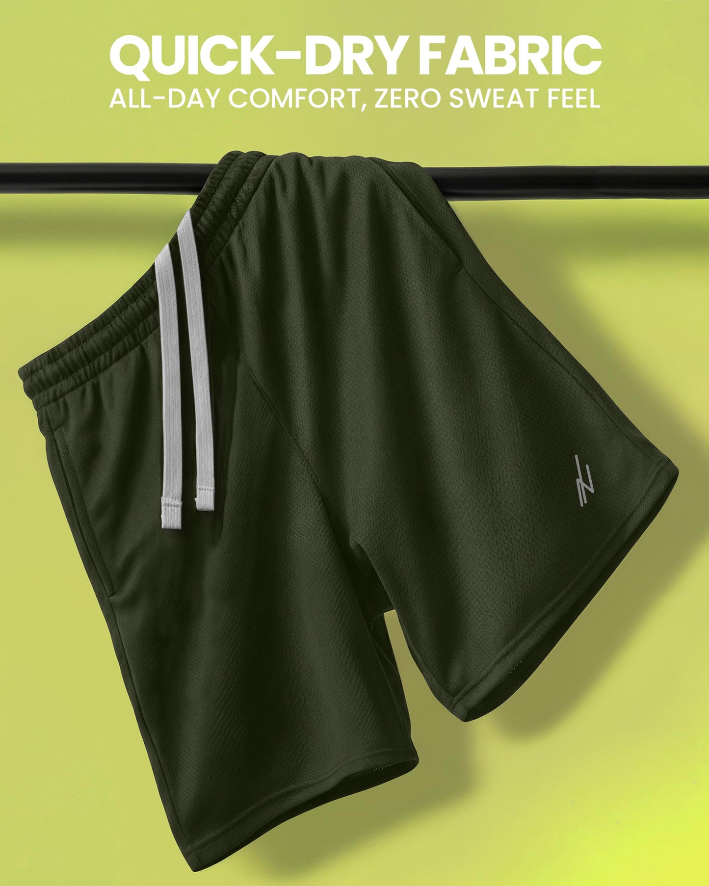 NY Threads Men's Athletic Shorts Quick Dry Loose-Fit Lightweight Running Workout Gym Shorts with Pockets, Large, Army Green