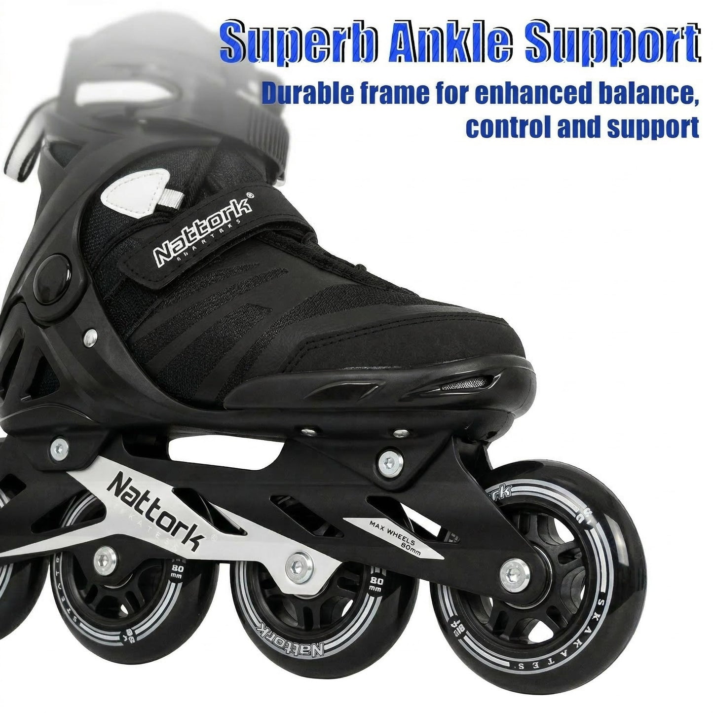 Nattork Adult Inline Skates for Men Women, Fitness Blades Roller with Aluminum Frame, PU Wheels and Breathable Mesh