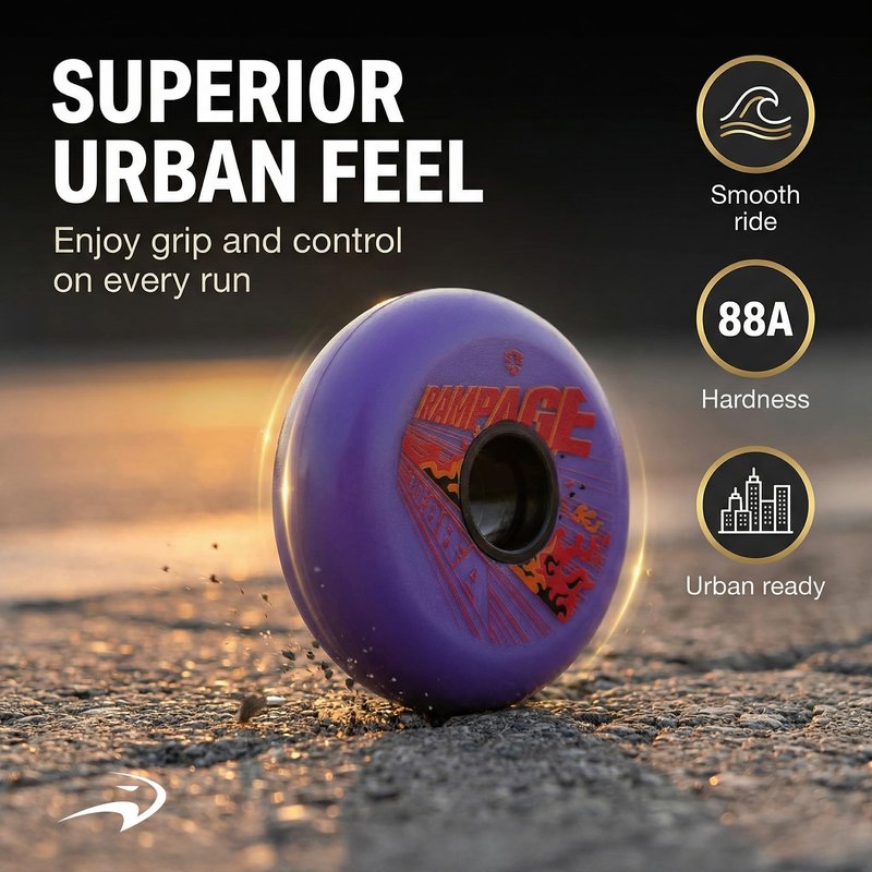 Flying Eagle Rampage Wheels for Skates - Inline Skates Men & Women for Urban Freeskating, Inline Skate Wheels, Outdoor Skate Wheel Replacement, 88A Hardness, Pack of 4, Purple, 80 MM