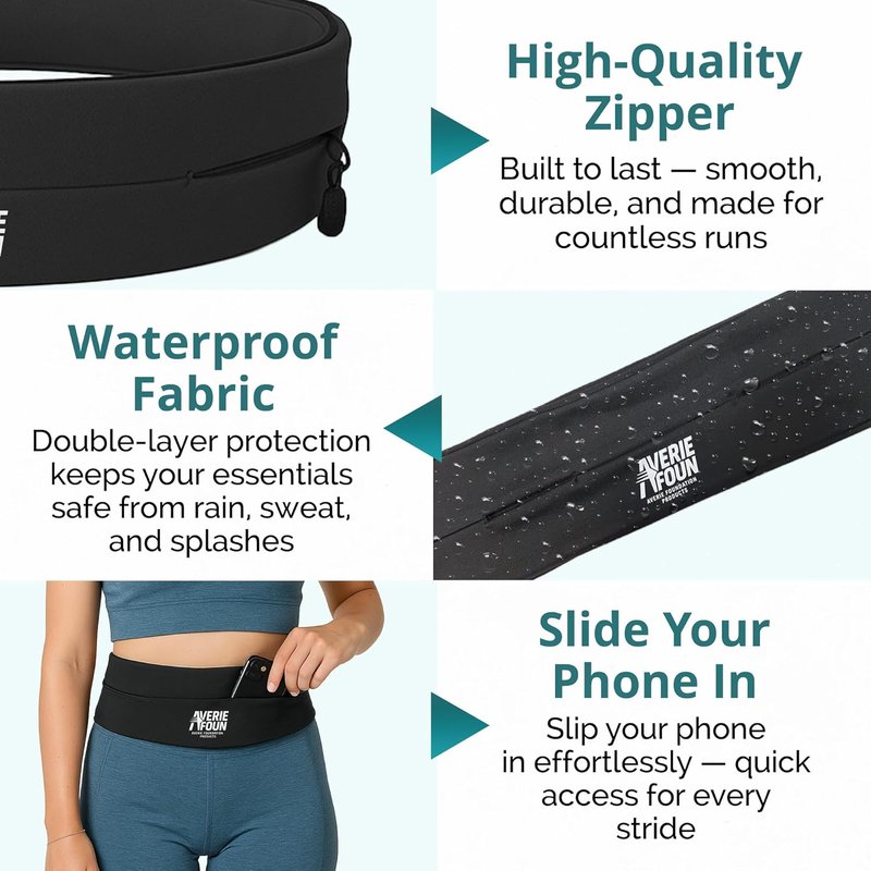 Lightweight Running Waist Belt - Anti-Slip, Sweat-Resistant Design | Fluorescent Yellow, Large - Perfect for Phone, Keys, Cards & Cash