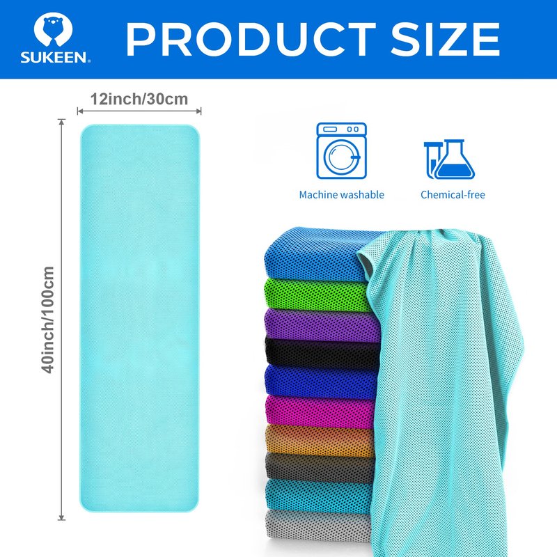 Sukeen [4 Pack Cooling Towel (40"x12"),Soft Microfiber Chilly Towel for Yoga,Sport,Running,Gym,Workout,Camping,Fitness,Workout & More Activities