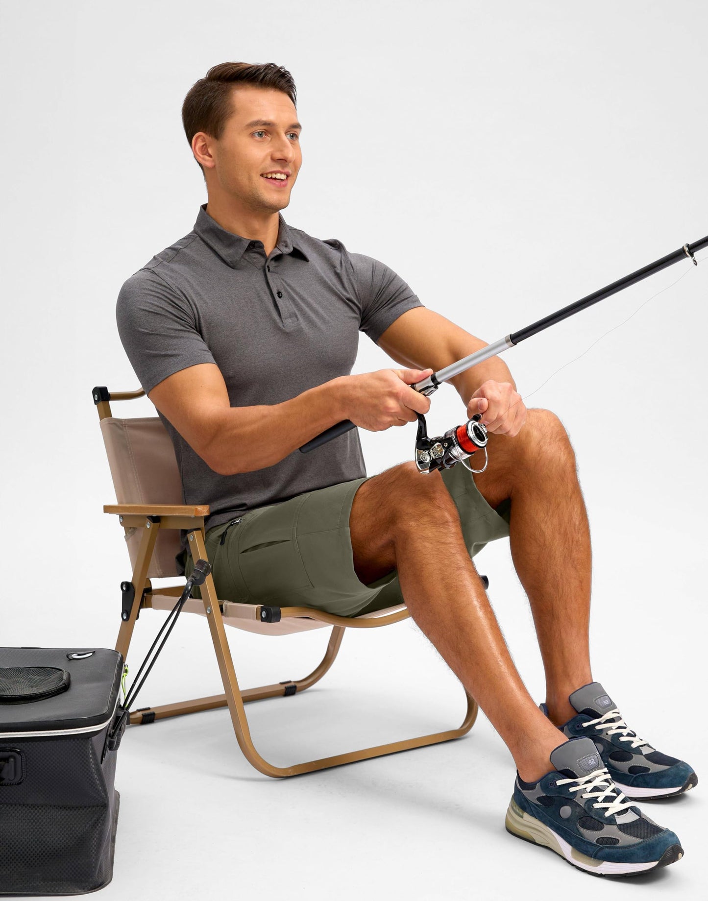 Pudolla Men's Hiking Shorts 11" Lightweight Cargo Work Shorts for Men Summer Travel Golf Casual Outdoor with 5 Pockets(Grey Sage Small)