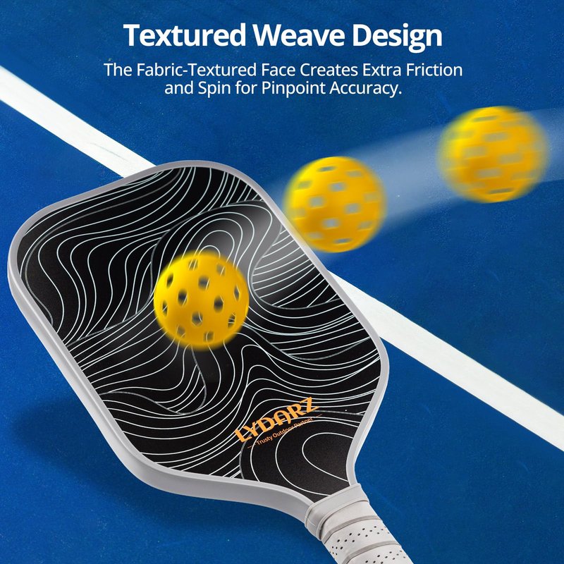 LYDARZ Pickleball Paddles T700 Raw Carbon Fiber Pickleball Paddle with 16mm Power Polymer Core Power and Spin Surface Lightweight Pickle Ball Paddle Designed for Ultimate Spin & Consistency(Wave)