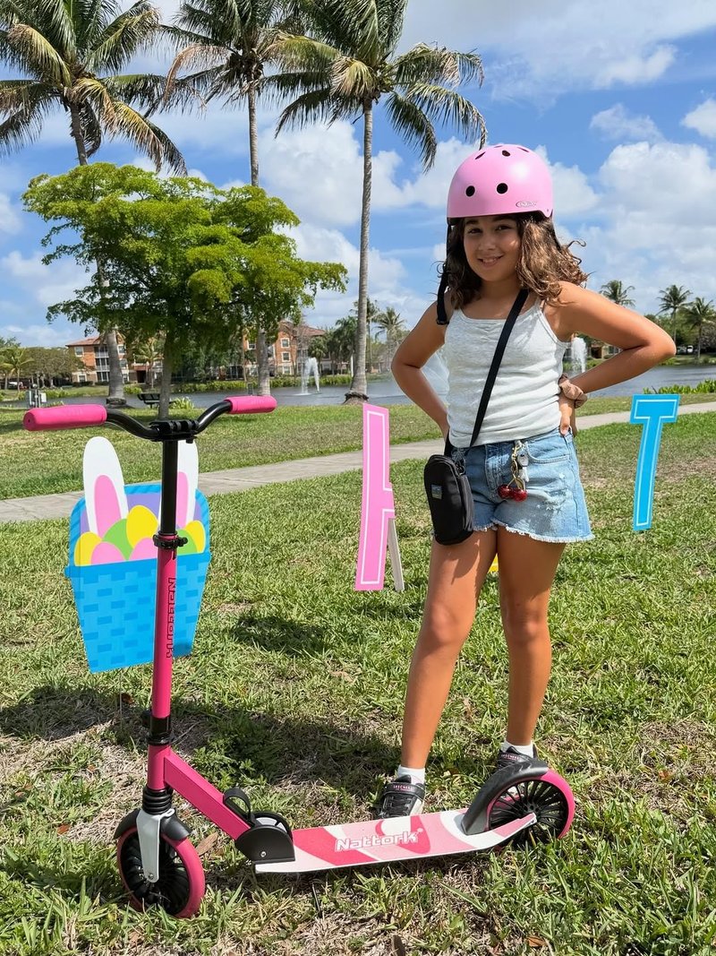 Nattork Kick Scooter for Teens Adults, Max Load 240 LBS, Adjustable Height Foldable with 8" Large Wheels, Anti-Shock Suspension Hot Pink