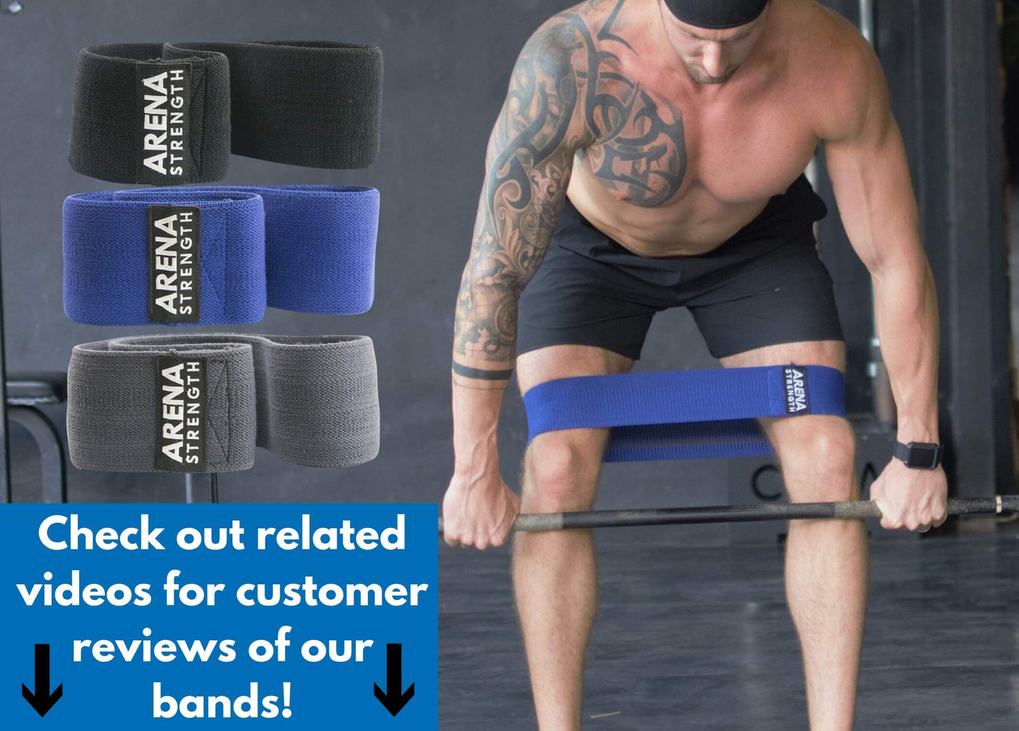 Arena Strength Fabric Glute Bands - Hip Bands for Legs and Butt (3 Pack) Hip Resistance Bands for Men | Leg Resistance Bands for Working Out Including Workout Guide & Travel Case