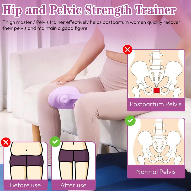 Thigh Hip Trainer Kegel Exerciser 0-120 Lbs Adjustable Resistance, Pelvic Floor Exercise Devices, Inner Thigh Exerciser for Women Men, Thigh Exercise Equipment (Purple)