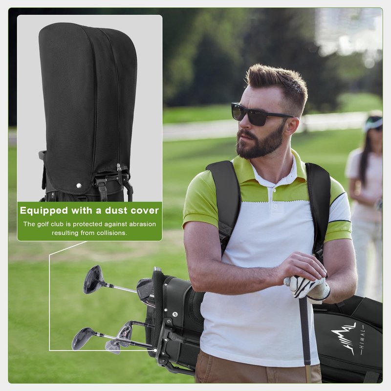 uniHimal Lightweight Golf Stand Bag with 5 Way Full-Length Dividers, Semi-Concealed Stand, Folding Base, Adjustable Dual Straps and 8 Pockets
