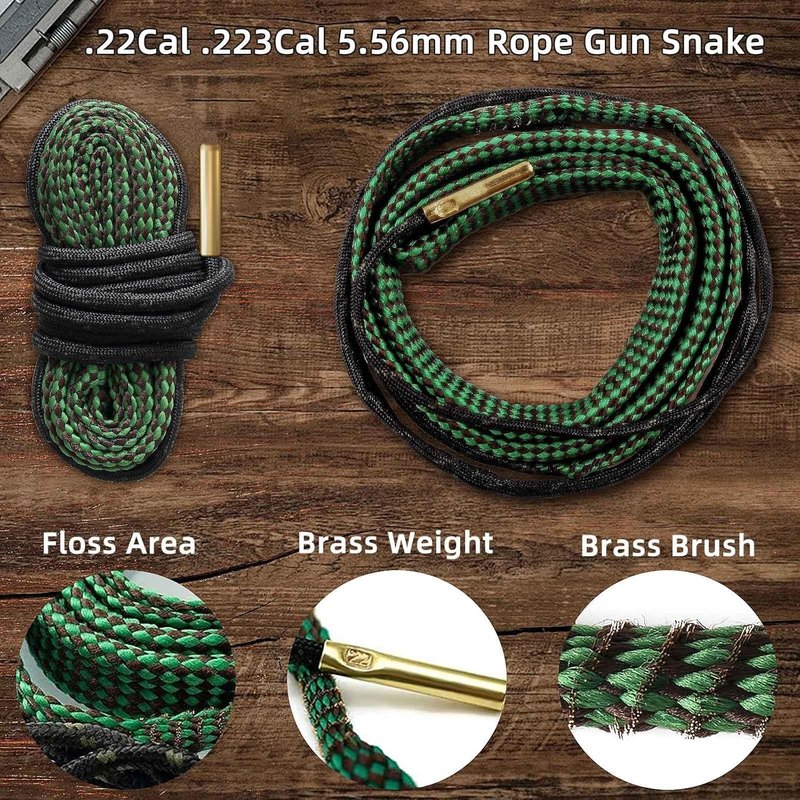 Rifle & Pistol Bore Cleaner - Reusable Gun Snake Barrel Cleaning Rope for .22 to 12GA | Select Your Caliber