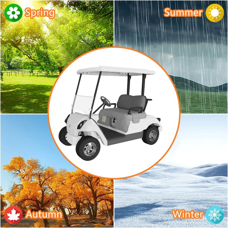 Eolzzi Golf Cart Seat Cover for Club Car, Waterproof, Washable, Breathable, Non-Slip Golf Cart Cover with 3 Pockets, for Golf Lovers, Grey