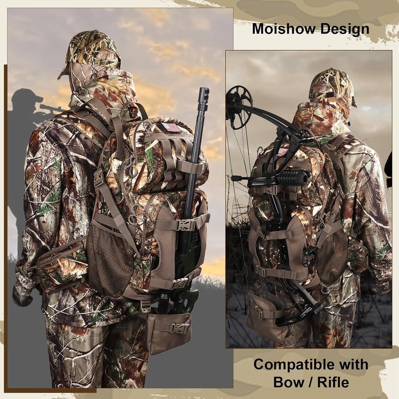 Camo Hunting Backpack - Water-Resistant Large Capacity Bow Pack | Stealth Reed Camo