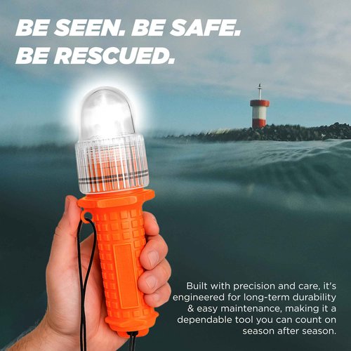 TEKTITE® SOSeFLARE 5 NO MORE FLARES! Electronic Boat Distress Flare w/Flag and Audible Signal Kit- USCG & SOLAS Compliant Marine Safety Signal - Waterproof LED & Audible Locator for Boats