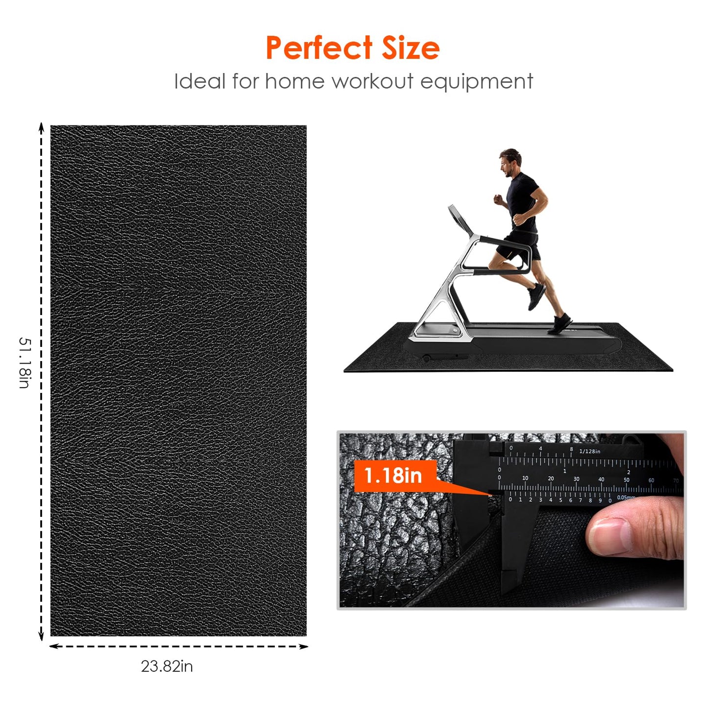 Exercise Equipment Mat, Orealla Foldable Treadmill Mat Fitness Exercise Bike Mats 51.18"x23.82" Waterproof Non-Slip for Home Gym Workout Floor Protector