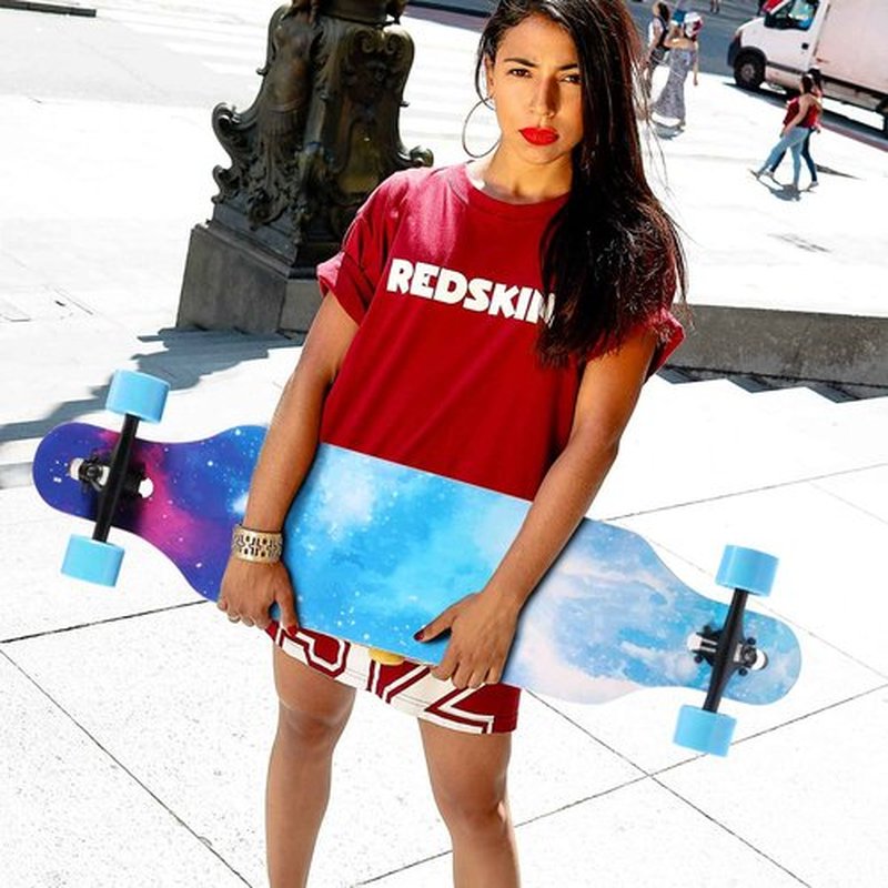 TLHB Longboard Skateboard, 41 Inch Drop Through Longboard Complete 9-Ply Nature Maple Premium Cruiser Long Board for Adults, Teens and Kids - High-Speed Bearings & T-Tool-Pink