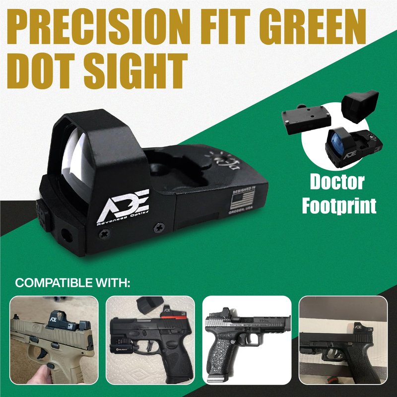 ADE Advanced Optics RD3-006B-1 Green Dot Reflex Sight – 3 MOA, Motion Awake, Picatinny Mount – Compact Optic for Pistol and Handgun Use – Doctor/Venom/Fastfire Footprint – Fits Glock SDVE Slides