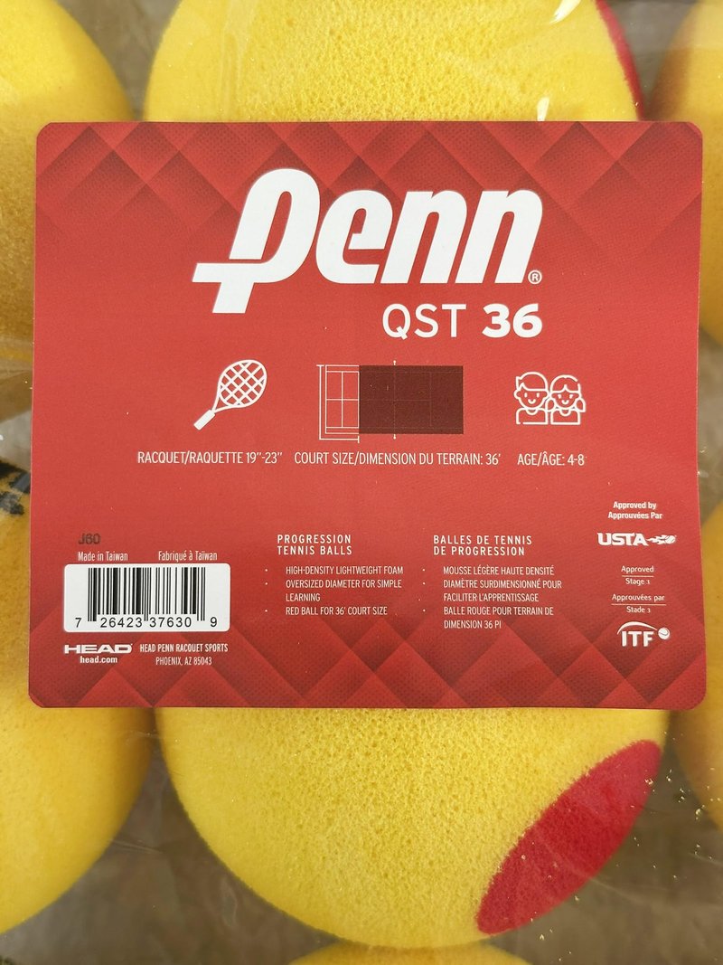 Penn QST 36 Tennis Balls - Youth Foam Red Tennis Balls for Beginners