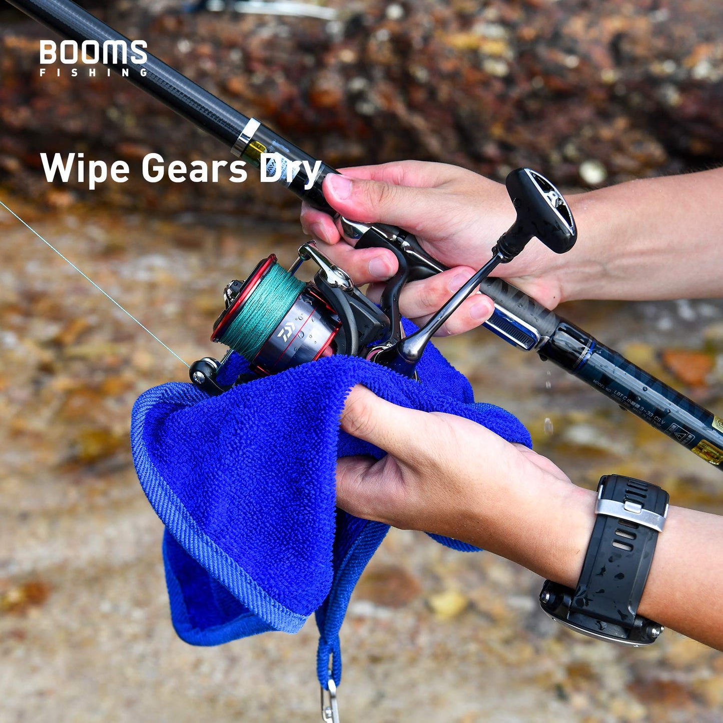 Booms Fishing B0T Microfiber Fishing Towel with Clip, 3 Pack Blue