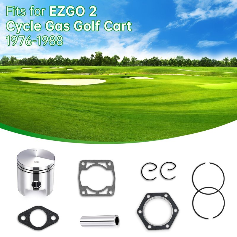 10L0L Piston and Piston-Rings-Gasket-Kit for EZGO 2 Cycle Gas Golf Cart 1976-1988, 72mm Standard Bore 244cc EC25-DS EC25 2PG Engine, Replaces OEM 14997-G1 14554-G1, Durable Engine Rebuild Kit