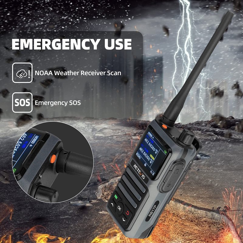 Retevis RB17P GMRS Radio Walkie Talkie, GMRS 2 Way Radio Long Range Walkie Talkies Rechargeable with 2200mAh Battery, SOS Siren, NOAA Scanning & Receiving for Hikers, Campers and Hunters