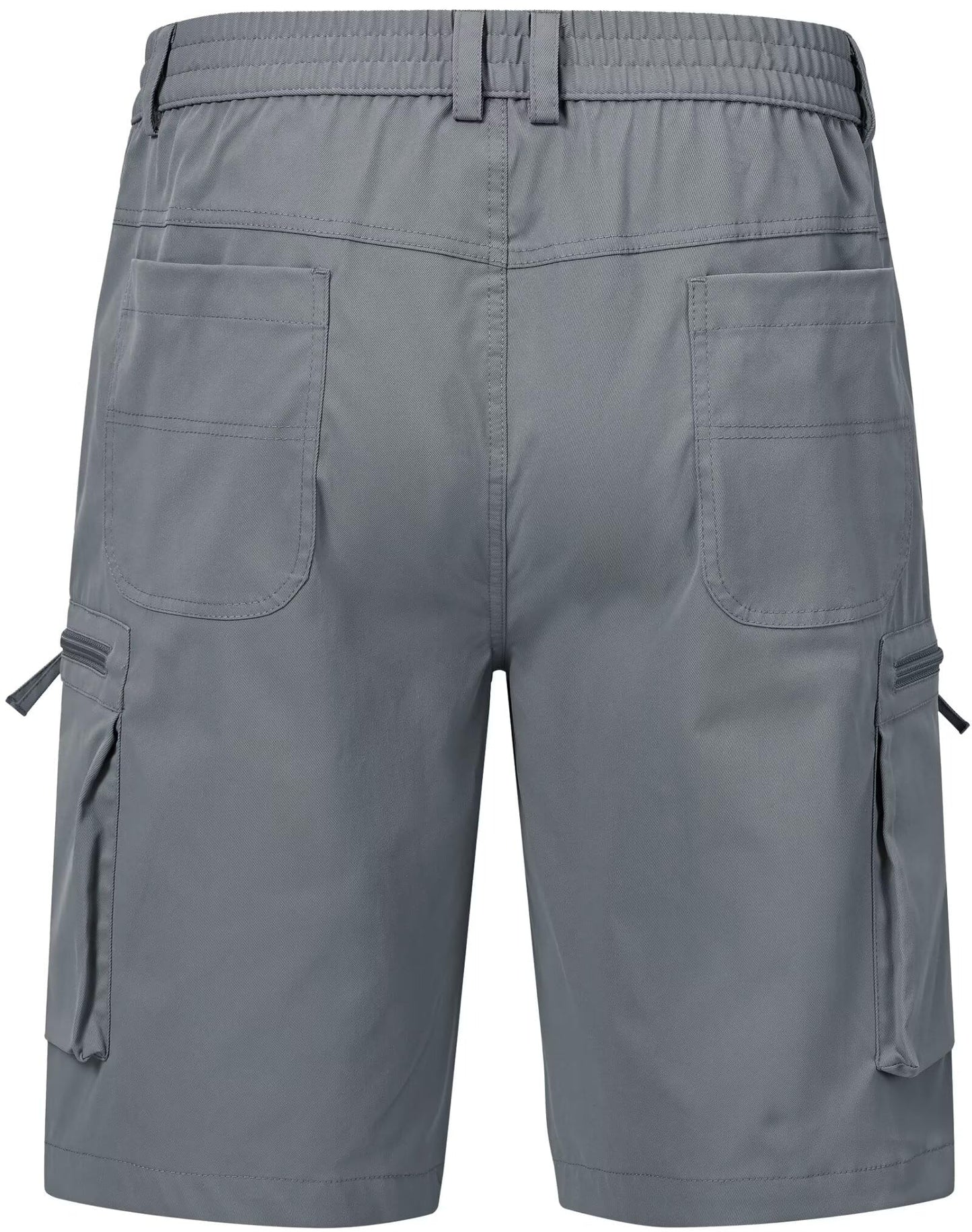 QPNGRP Men's 9" Inseam Stretch Waist Zipper Cargo Shorts with 6 Pockets Grey 30