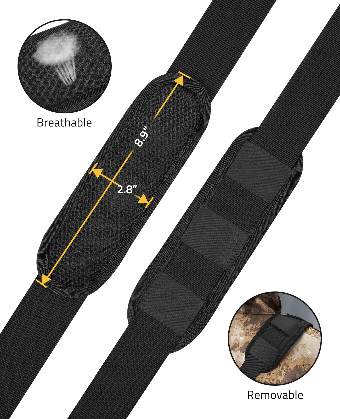 CVLIFE Rifle Sling Two Point Sling, Removable Pad 360° Swivels, Elastic