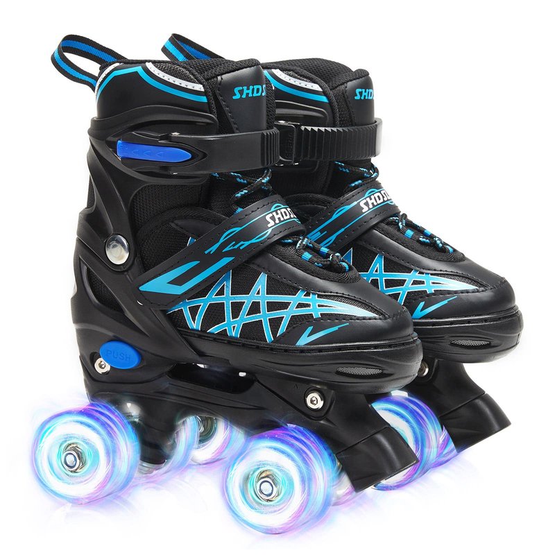 SHDSL Kids Roller Skates for Boys Girls Kids, 4 Sizes Adjustable Quad Skates with All Light up Wheels - Birthday Gift for Indoor Outdoor Sports Patines para niñas