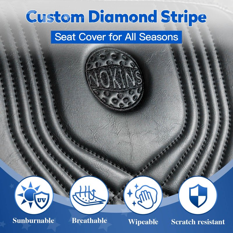 NOKINS Golf Cart Seat Covers, Fits YAMAHA/G29/Drive2 OEM Standard Front Seat Cushion, Yamaha Vinyl Seat Covers, No Stapler Required (Gradient Diamond Black&Black)