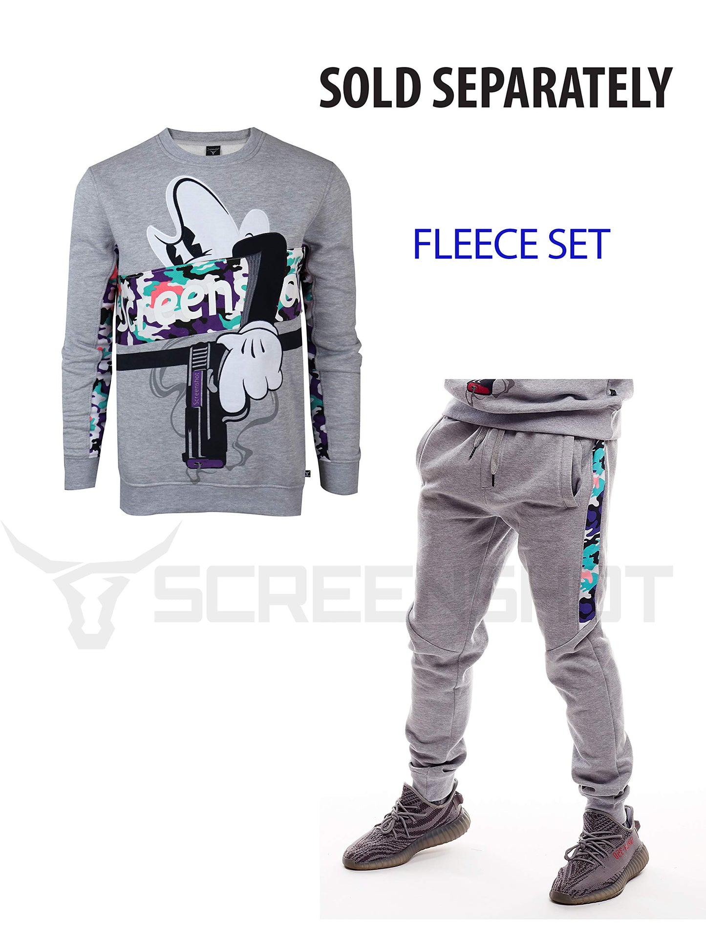 SCREENSHOT SPORTS-P11972 Mens Premium Hip Hop Fashion Pockets Fleece Pants - Slim Athletic Jogger Fitness Workout Utility Sweatpants-H.Grey-XLarge