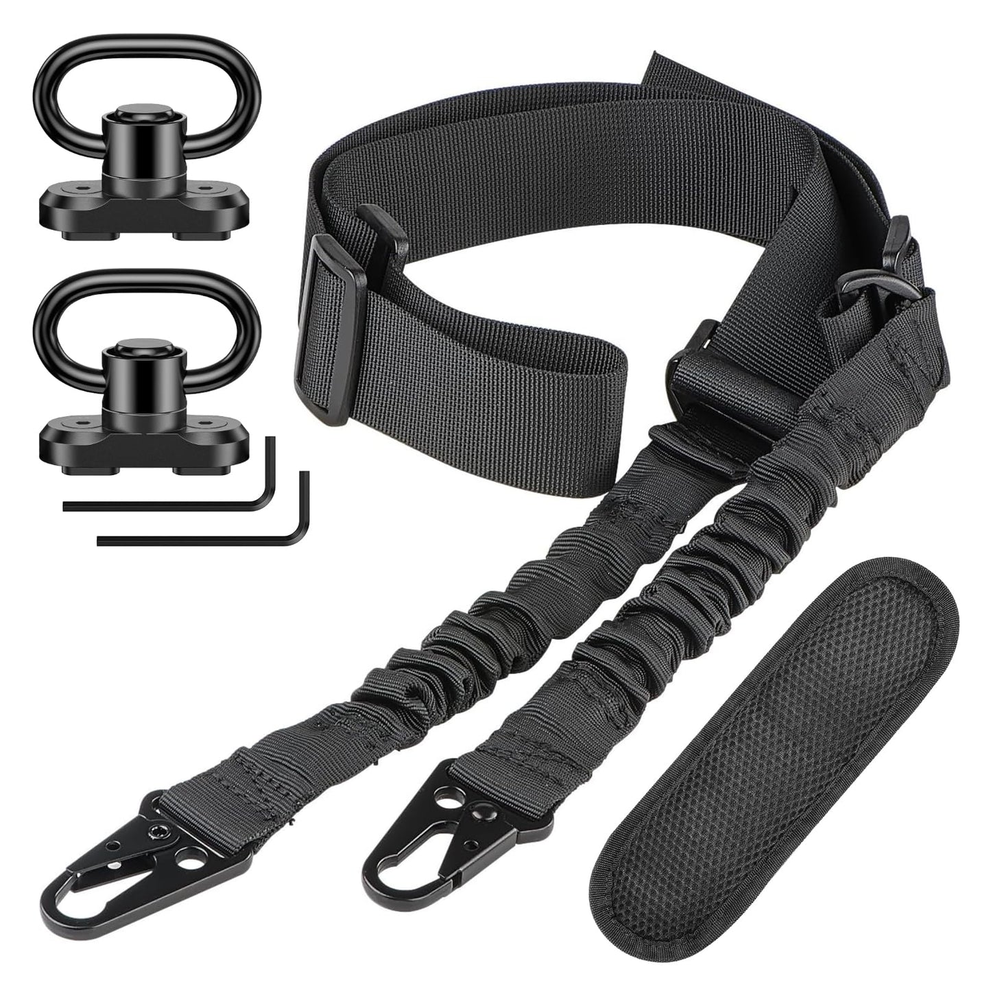CVLIFE Rifle Sling Two Point Sling, Removable Pad 360° Swivels, Elastic