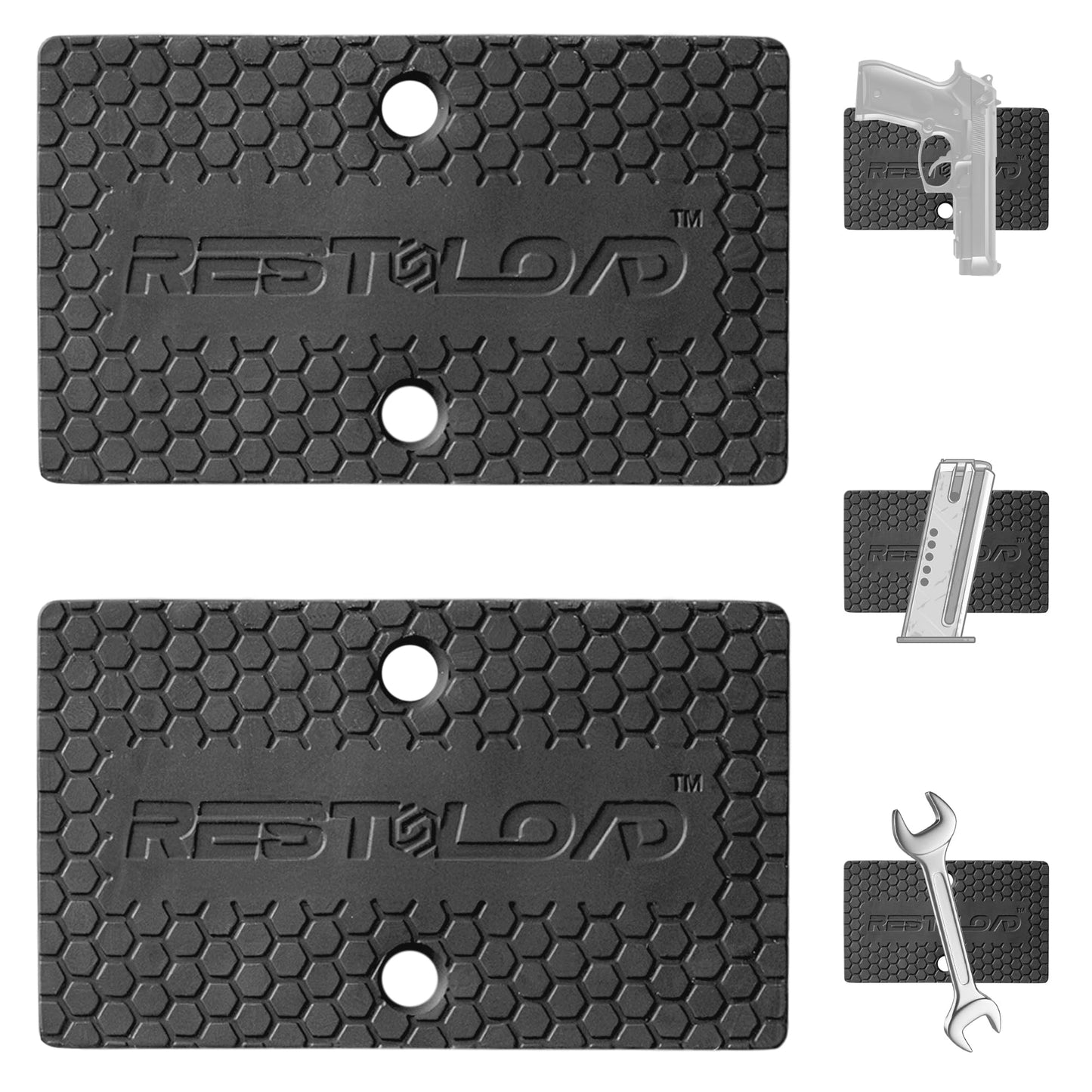 RESTNLOAD Universal Magnetic Gun Mount, Gun Magnet 43lbs. Rating, (2-Pack) Gun Holder Magnetic Holster for Cars, Trucks, Walls, Desks, Fully Rubber Encapsulated Design