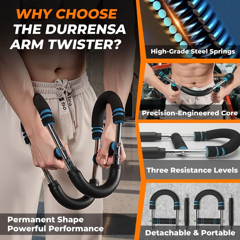 Twister Arm Trainer, 60-100 lbs Adjustable Twister Arm Chest Exerciser with 2 Spring & Training Poster for Men & Women, Detachable Power Twister Home Fitness Equipment for Enhancing Upper Body Muscle