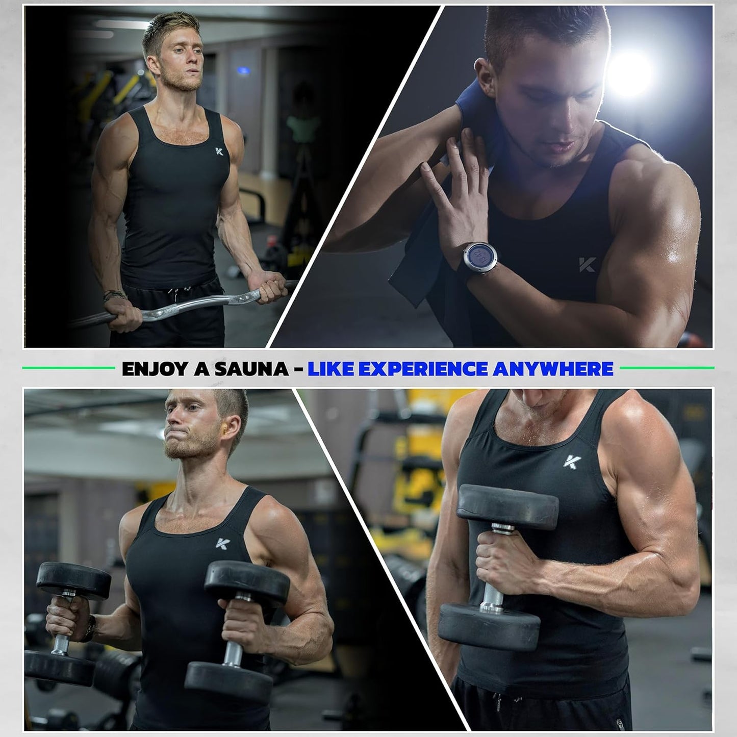 Kewlioo Men's Sauna Suit Pullover - Heat Trapping Compression Vest for Gym Workouts | Shapewear Top
