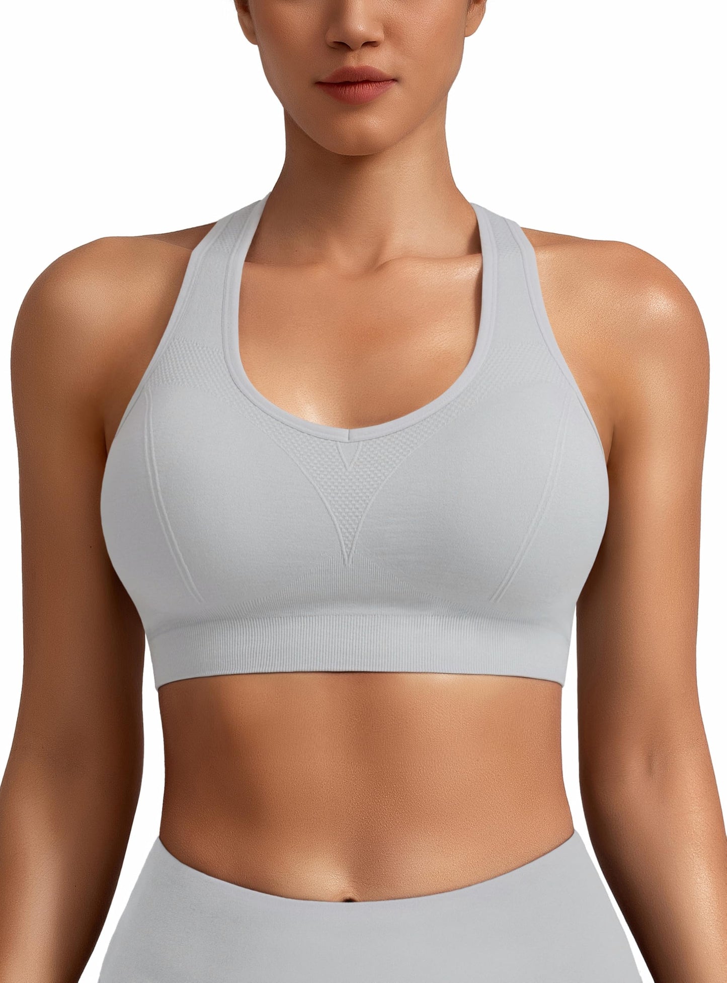 MIRITY Women Racerback Sports Bras - High Impact Workout Gym Activewear Bra Pack of 5 Color 1 Large