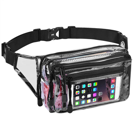 Clear Bag Stadium Approved Clear Fanny Pack for Women for Work,Multi-purpose Waist Bag for Travel & Sporting Event