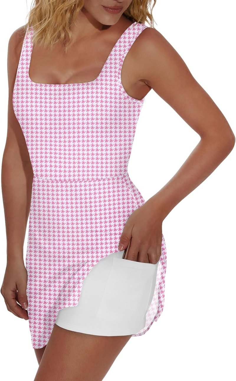 OFEEFAN Athletic Dress for Women - Mini U Neck Sleeveless with Built-In Shorts & Pockets | Perfect for Tennis, Golf, Graduation