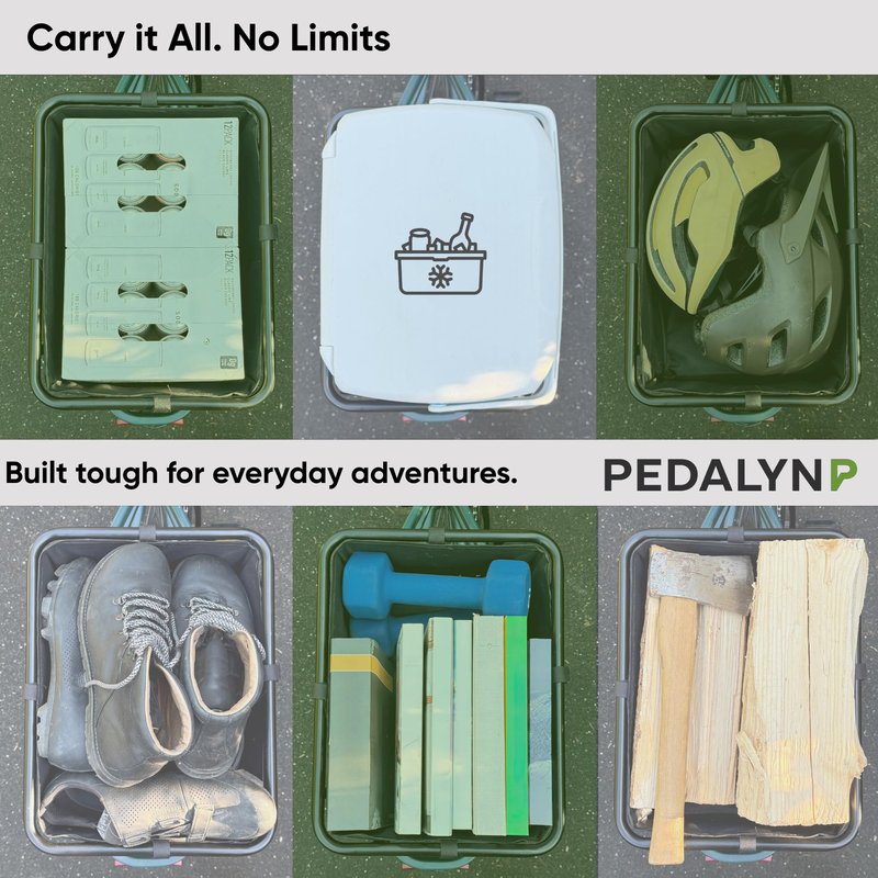 Pedalyn Rear Cargo Rack for E-Bikes – Universal Bicycle Rack with Cargo Net, Rain Cover, and Tool-Free Mounting