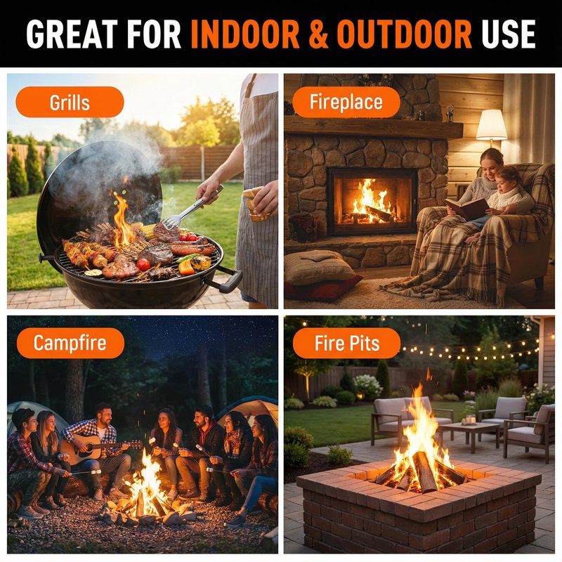 Avger Natural Fire Starter for Fireplaces: Quick Start Fire Starters Sticks for Grills Campfires Indoor & Outdoor Firepit BBQ Wood Stove - Odorless Charcoal Firestarter Blocks 60 Count