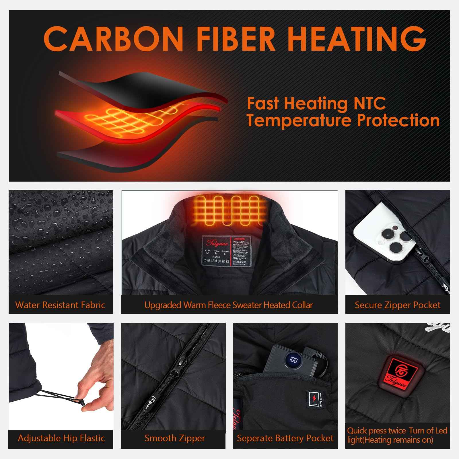 Telguua Heated Vest Women with Battery Pack,Women's Heated Warm Vest Electric Rechargeable Heating Vests