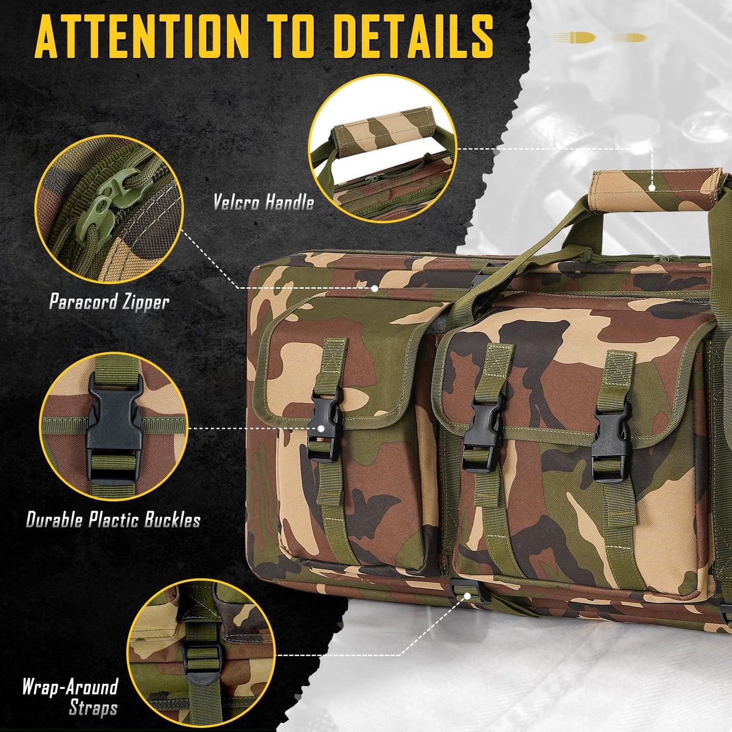 DULCE DOM 32 inch Double Rifle Case Soft Bag Gun Case, Perfect for Rifle Pistol Storage and Transportation, All Around Shooting Range Tactical Rifle Backpack, Indoor Outdoor