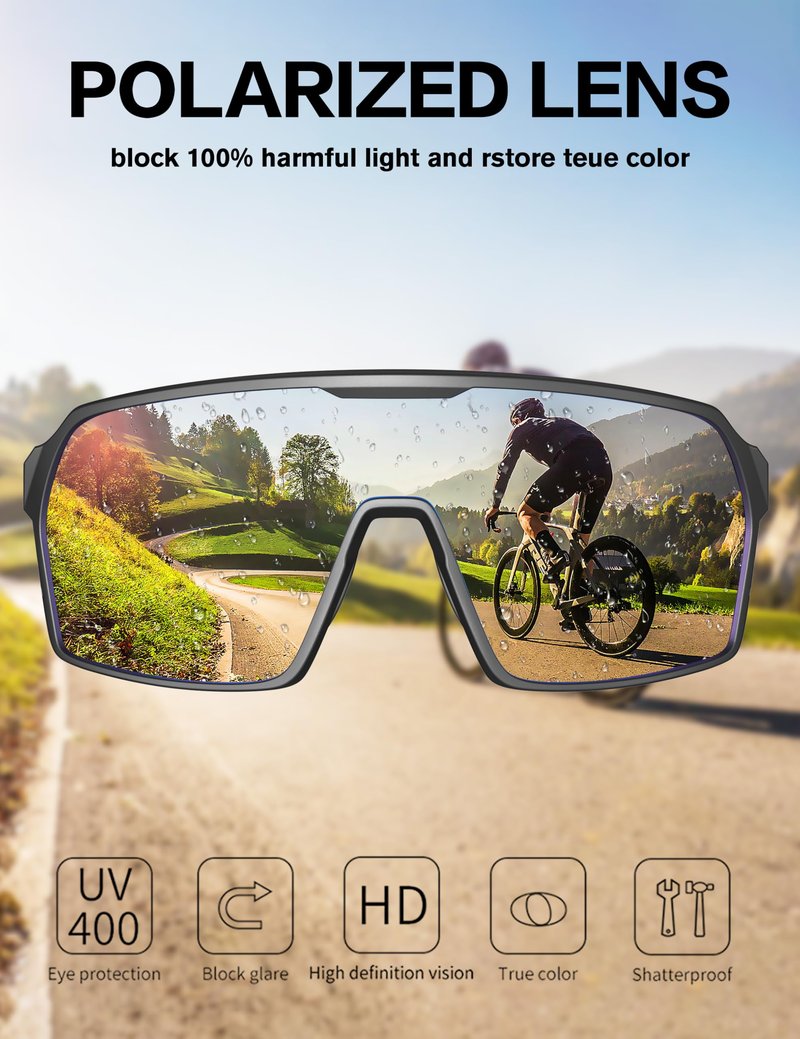 BIRCEN Polarized Baseball Sunglasses for Sports: TR90 Lightweight Running Sunglasses Cycling Glasses for Outdoor Runners MTB