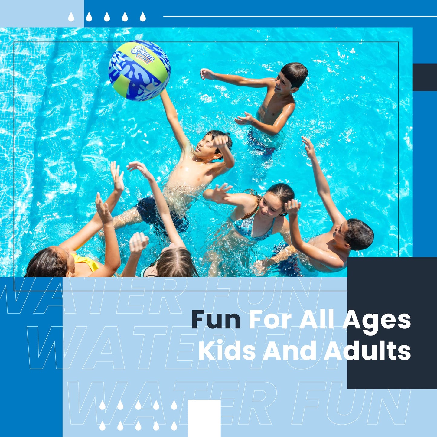 Sunlite Sports Water Volleyball for Pool and Water Play, Soft Neoprene Cushion, Outdoor and Indoor, for All Ages (Green/Yellow)