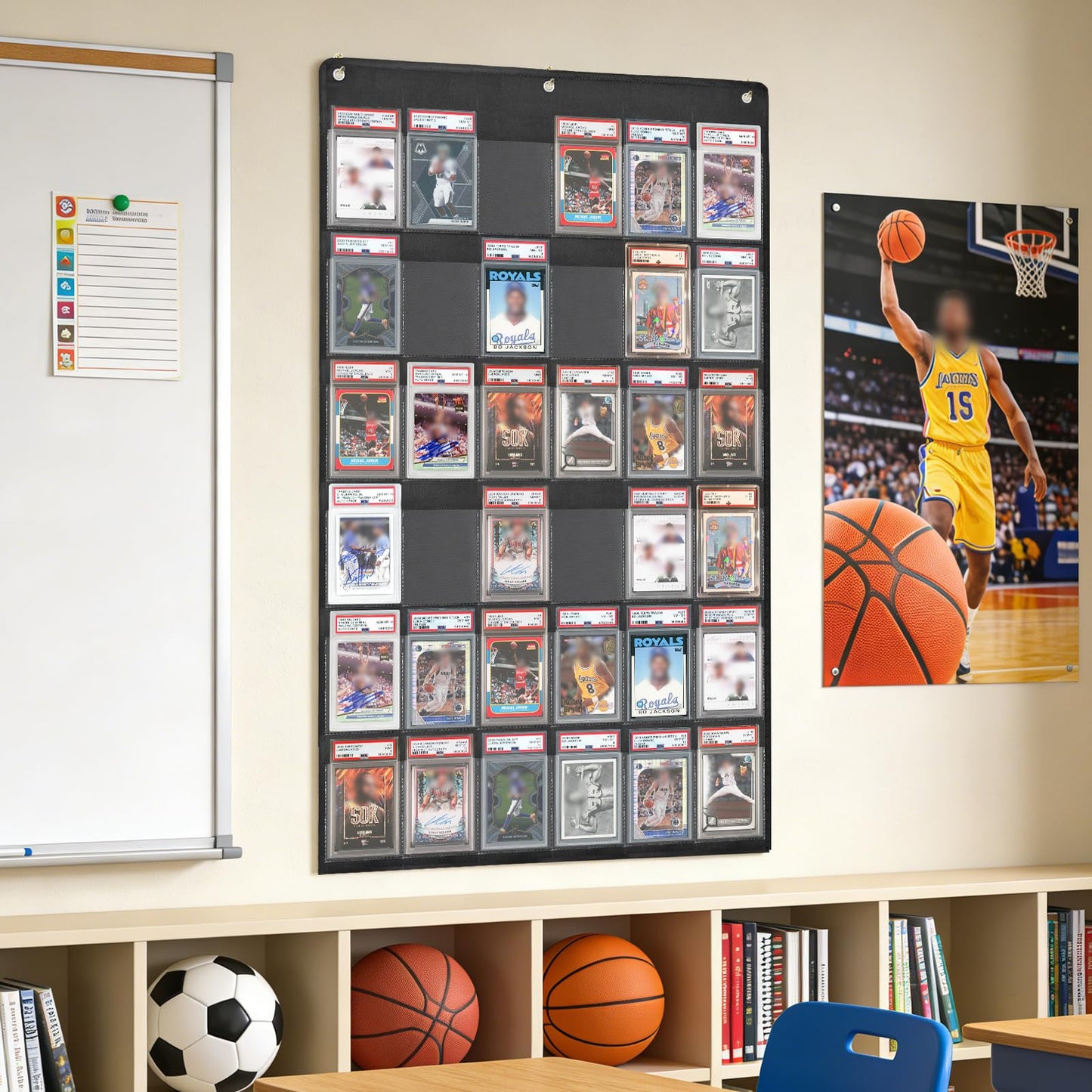 Throjin Card Display case 36 Pocket PAS Graded Card Display for Sports Card Holder for Basketball, Football, Baseball Cards wall Display